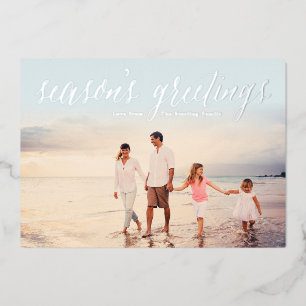 Carte De Vœux En Aluminium Carte photo Bonnes Fêtes en argent   Bleu glacé