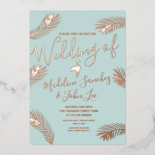 Carte De Vœux En Aluminium Carton d'invitation de mariage en feuille de palmi