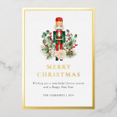 Carte De Vœux En Aluminium Casse-Noisette de Noël Baies Rouges Élégant (Recto)