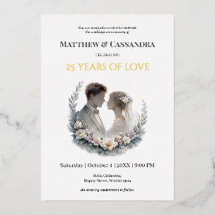 Carte De Vœux En Aluminium Célébration d'anniversaire de mariage de 25 ans co