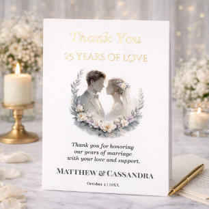 Carte De Vœux En Aluminium Célébration de l'anniversaire de mariage de 25 ans