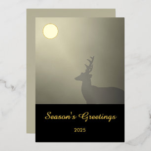 Carte De Vœux En Aluminium Cerf au Clair de Lune Scène "Vœux de la Saison"