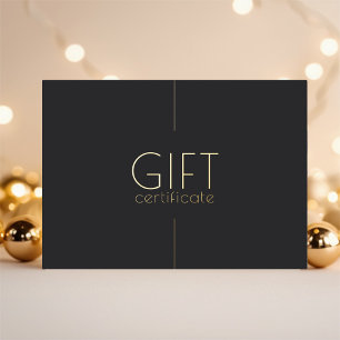 Carte De Vœux En Aluminium Certificat cadeau universel minimaliste en or noir