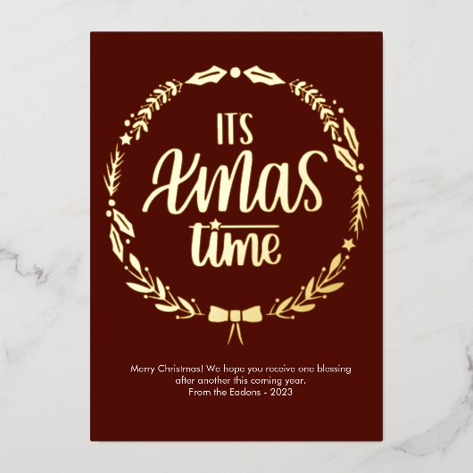 Carte De Vœux En Aluminium C'est l'heure de Noël (Recto)