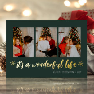 Carte De Vœux En Aluminium C'est une merveilleuse vie Verte Vie Photo de Noël