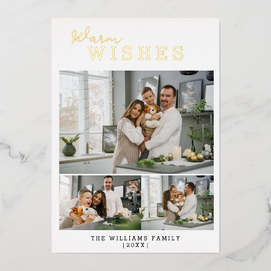 Carte De Vœux En Aluminium Chaleureux souhaits 3 Photo Collage (Recto)
