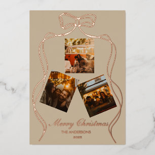 Carte De Vœux En Aluminium Champagne Beige Élégant Or Rose Photo en feuille
