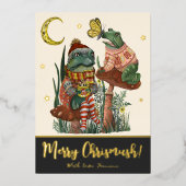 Carte De Vœux En Aluminium Champignon noir Grenouille et Crapaud Joyeux Noël  (Recto)