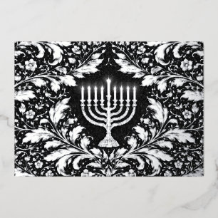 Carte De Vœux En Aluminium Chandelier élégant en argent botanique pour Hanouc