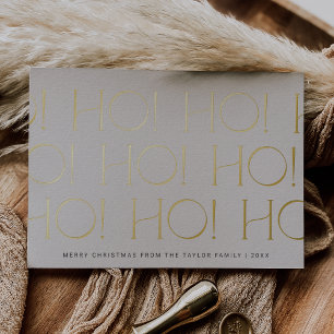 Carte De Vœux En Aluminium CHARLIE Crème Or Huile Ho Ho Ho Famille Noël