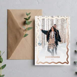 Carte De Vœux En Aluminium Charme Nostalgique Fête Photo Rose Gold