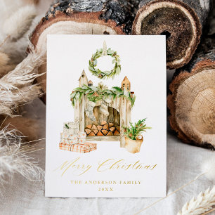 Carte De Vœux En Aluminium Cheminée Bohème avec Verdure