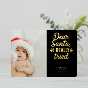 Carte De Vœux En Aluminium Cher Père Noël, j'ai vraiment essayé Noël