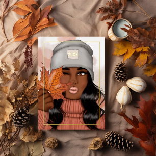 Carte De Vœux En Aluminium Chic afro-américain saisonnier automne