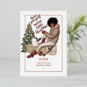 Carte De Vœux En Aluminium Chic Ébène Joyeux Petit Noël (Debout devant)