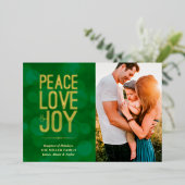 Carte De Vœux En Aluminium Chic Green Peace Love & Joy Photo (Debout devant)