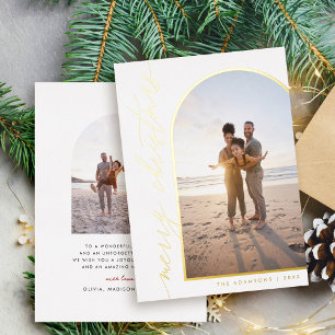 Carte De Vœux En Aluminium Chic minimaliste calligraphie Arc Joyeux Noël
