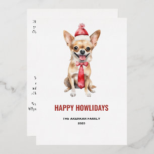 Carte De Vœux En Aluminium Chihuahua aquarelle Joyeux Howlidays