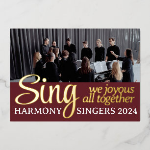 Carte De Vœux En Aluminium Chorale Merry Christmas Singer Musique Photo