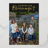 Carte De Vœux En Aluminium Christmas Blessings Photo Cross Script Faith Black (Recto)