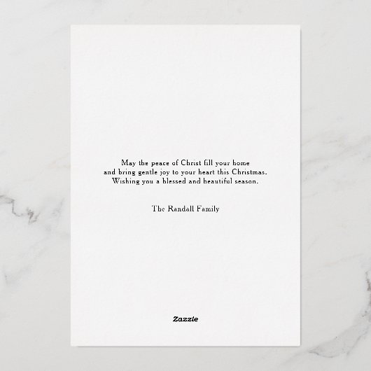 Carte De Vœux En Aluminium Christmas Blessings Photo Cross Script Faith Green (Verso)