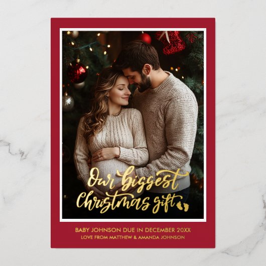 Carte De Vœux En Aluminium Christmas Gift Pregnancy Photo Announcement (Recto)