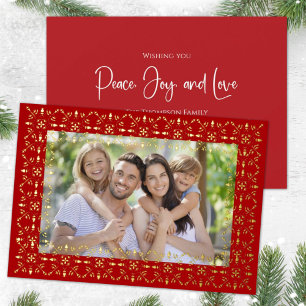 Carte De Vœux En Aluminium Christmas Peace Jove Love Red Snowflake 1 Photo