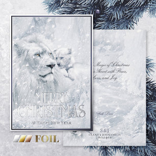 Carte De Vœux En Aluminium Christmas Tales, White Lion Father & Son on Ice -