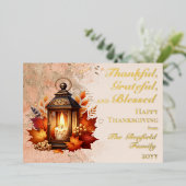 Carte De Vœux En Aluminium Chute Porte Thanksgiving Thankful Grateful Blessé (Debout devant)