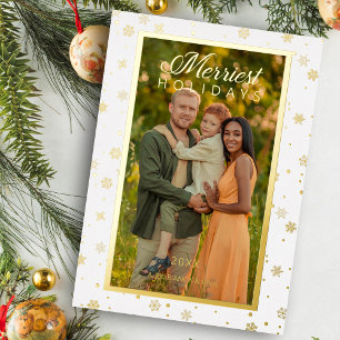 Carte De Vœux En Aluminium Citation de Noël la plus joyeuse Photo élégante de