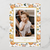 Carte De Vœux En Aluminium Citrouille de récolte d'automne Motif Thanksgiving (Recto)