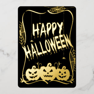 Carte De Vœux En Aluminium Citrouilles élégantes avec un Joyeux Halloween