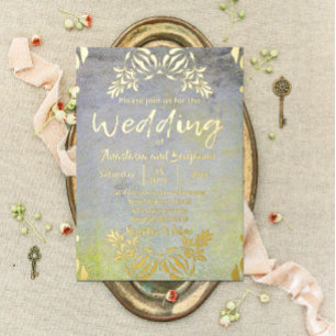 Carte De Vœux En Aluminium Classic Elegant Luxe Baroque Gold Mariage frontièr