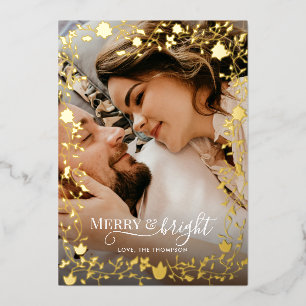 Carte De Vœux En Aluminium Classic Elegant Poinsettia Berries Floral Photo