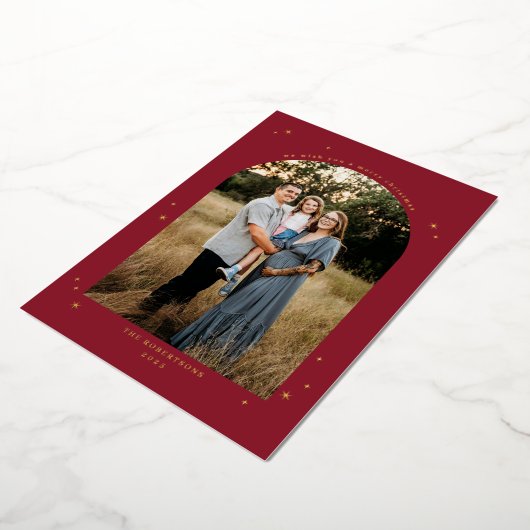 Carte De Vœux En Aluminium Classic Merry Christmas Arch Photo (Rotation)