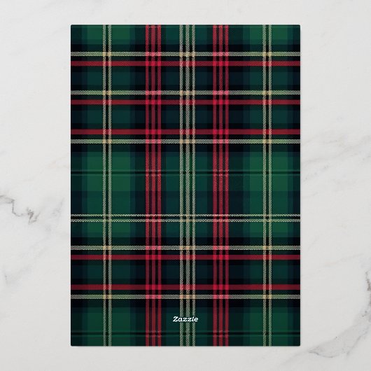 Carte De Vœux En Aluminium Classic Rouge Vert Plaid Joyeux Noël Photo (Verso)