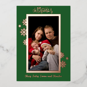 Carte De Vœux En Aluminium Classique Flocon de Neige Vert Rose Feuille Photo 