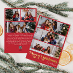 Carte De Vœux En Aluminium Classique Simple Rouge Six-Photo Joyeux Noël Or<br><div class="desc">Célébrez la saison avec cette carte de vacances en feuille d'or Joyeux Noël, simple rouge, unique et classique, avec une touche de charme vintage. Le design minimaliste présente une élégante palette de couleurs rouge et or, évoquant l'esprit cosy de l'hiver. Son attrait moderne, associé à la formulation traditionnelle, crée un...</div>