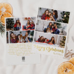 Carte De Vœux En Aluminium Classique Simple Six Photo Joyeux Or de Noël<br><div class="desc">Célébrez la saison avec cette carte de vacances en feuille d'or Joyeux Noël unique et classique, simple et six photos, avec une touche de charme vintage. Le design minimaliste présente une élégante palette de couleurs dorées, évoquant l'esprit cosy de l'hiver. Son attrait moderne, associé à la formulation traditionnelle, crée un...</div>