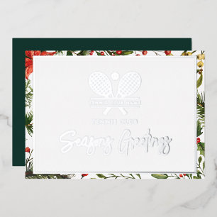 Carte De Vœux En Aluminium Club de tennis de Noël Argent Joyeuses Fêtes