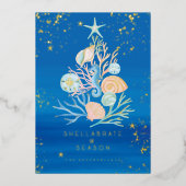 Carte De Vœux En Aluminium Coastère Ocean Beach Seashell Christmas Tree (Recto)