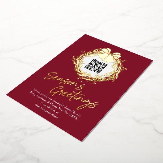 Carte De Vœux En Aluminium Code QR saison d'affaires entreprise saluant Foil  (Rotation)
