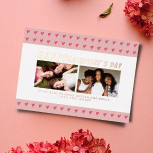Carte De Vœux En Aluminium Coeurs roses Galentine`s Day Friends 2 Photo