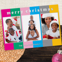 Collage de 3 photos rayé coloré Joyeux Noël