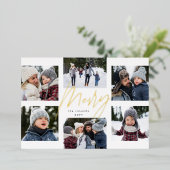 Carte De Vœux En Aluminium Collage de Noël photo or moderne 6 (Debout devant)