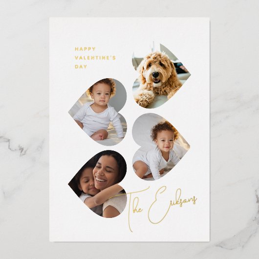 Carte De Vœux En Aluminium Collage de photos de coeur moderne (Recto)