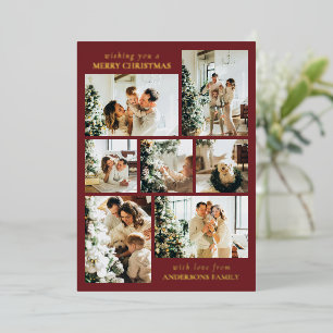 Carte De Vœux En Aluminium Collage de photos de famille élégant et simple pou