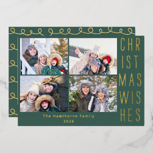 Carte De Vœux En Aluminium Collage de photos de famille Vert forêt Joyeux Noë