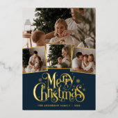 Carte De Vœux En Aluminium Collage de photos de Joyeux Noël écriture (Recto)