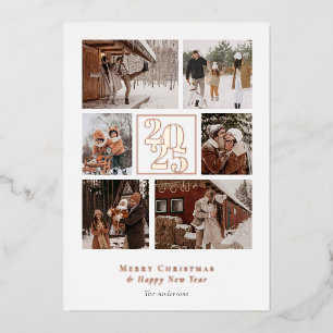 Carte De Vœux En Aluminium Collage de photos élégantes Joyeux Noël